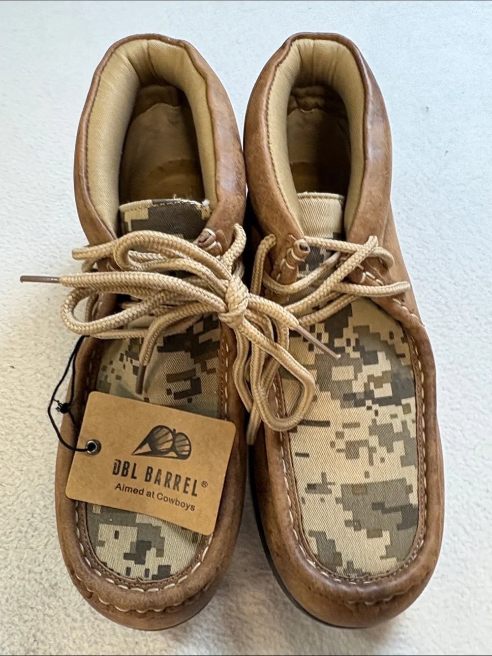 DBL Barrel Kids' Moccasin Shoes in Brown with Camo